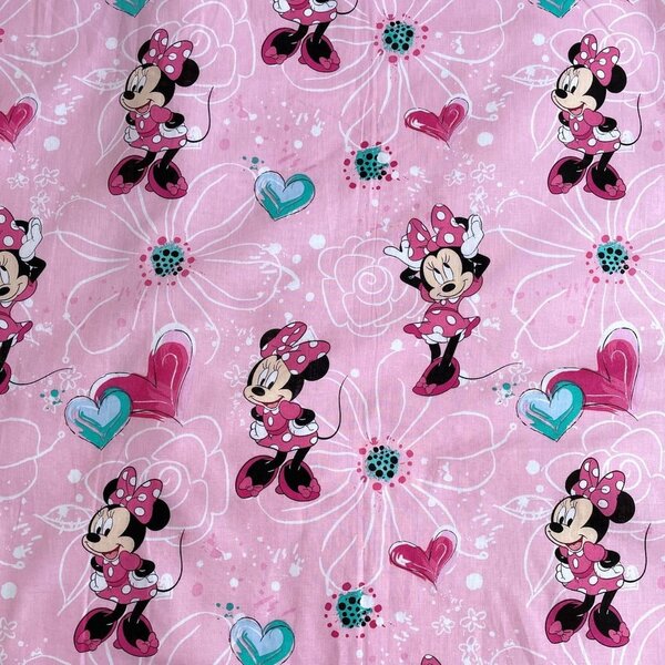 Lenzuolo con angoli per bambini rosa in cotone 90x200 cm Minnie "Flowers" – Jerry Fabrics