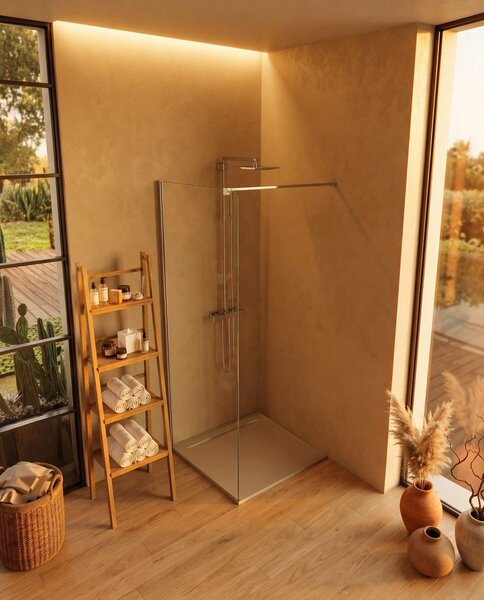 Walk in 70 cm parete doccia vetro temperato 6 mm 195 H cromo Linje