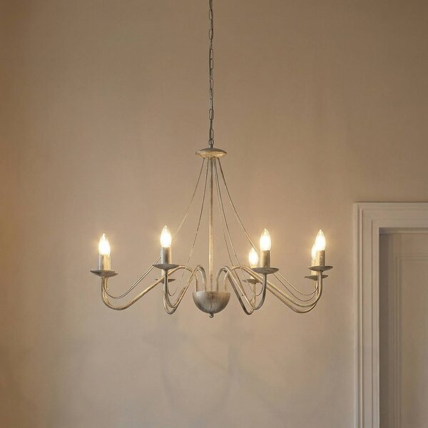 Lampadario Malbo, oro bianco, metallo, a 8 luci, E14 Malbo HELAM, dimmerabile, Ottone / Oro, Soggiorno / Sala da pranzo, Metallo, Moderno