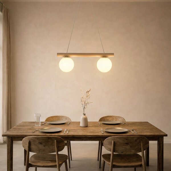 Lampada a sospensione Woodstock HELAM, dimmerabile, Legno chiaro, Soggiorno / Sala da pranzo, Legno, Campagna / Rustiche, Lampada a sospensione