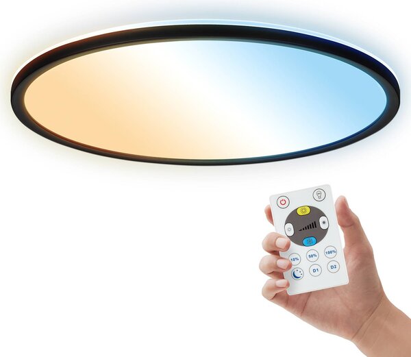 B.K. Licht Plafoniera soffitto Shallow, dimmerabile, Nero, Studio / Ufficio, Plastica, Plafoniera