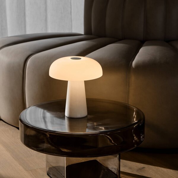 DFTP by Nordlux Lampada da tavolo a LED Glossy mini, dimmerabile, Bianco / Opale, Soggiorno / Sala da pranzo, Pietra, Moderno, Lampada da tavolo LED