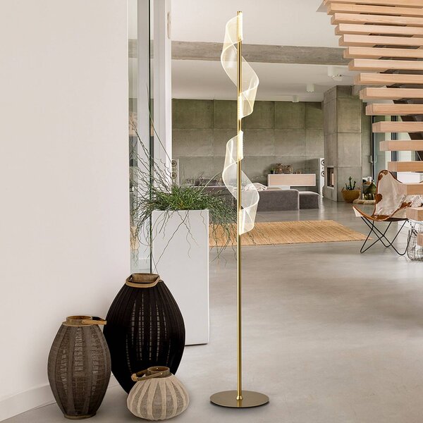 Schuller Valencia Lampada da terra Velas, Ottone / Oro, Soggiorno / Sala da pranzo, Alluminio, Moderno, Lampada da terra