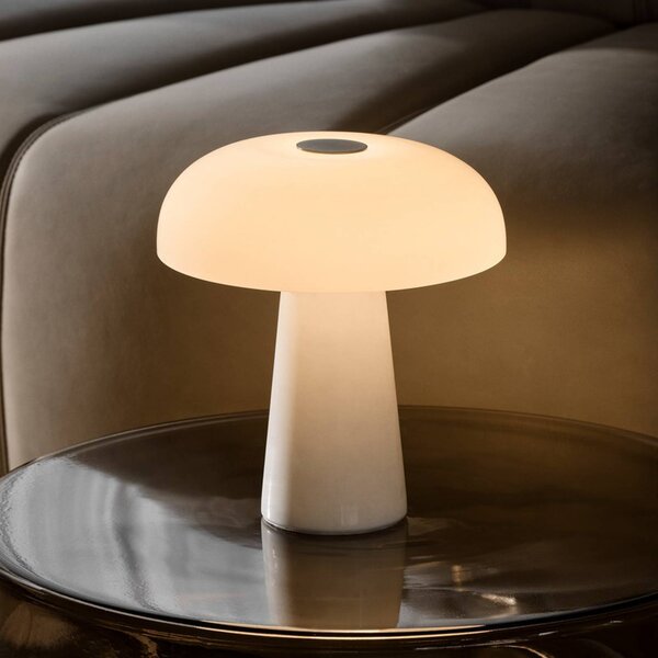 DFTP by Nordlux Lampada da tavolo a LED Glossy mini, dimmerabile, Bianco / Opale, Soggiorno / Sala da pranzo, Pietra, Moderno, Lampada da tavolo LED