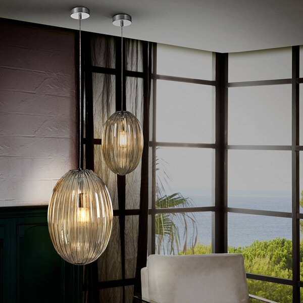 Schuller Valencia Lampada a sospensione Ovila, dimmerabile, Cromo / Argento, Soggiorno / Sala da pranzo, Metallo, Moderno, Lampada a sospensione