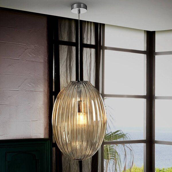 Schuller Valencia Lampada a sospensione Ovila, dimmerabile, Cromo / Argento, Soggiorno / Sala da pranzo, Metallo, Moderno, Lampada a sospensione