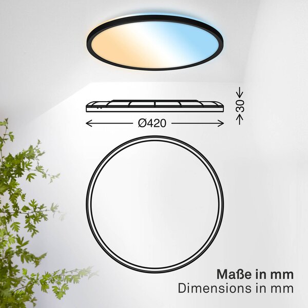 B.K. Licht Plafoniera soffitto Shallow, dimmerabile, Nero, Studio / Ufficio, Plastica, Plafoniera