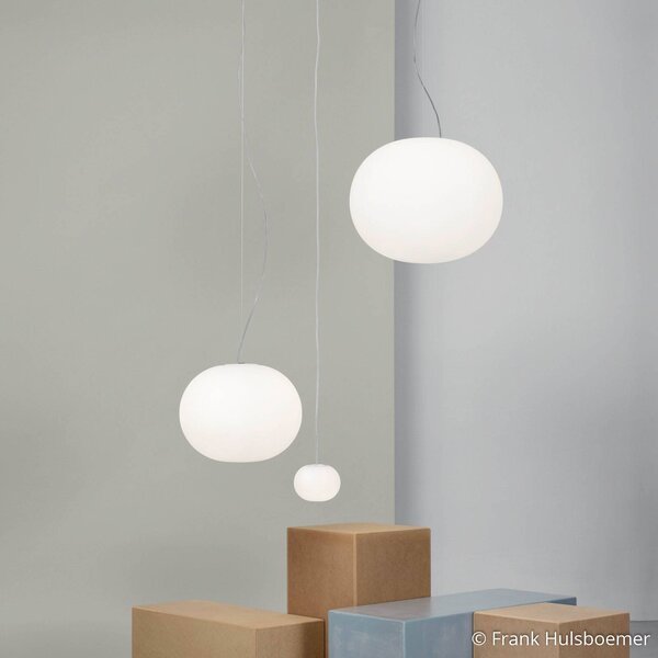FLOS Lampada a sospensione GLO-BALL, dimmerabile, Bianco / Opale, Soggiorno / Sala da pranzo, Vetro, Design, Lampada a sospensione