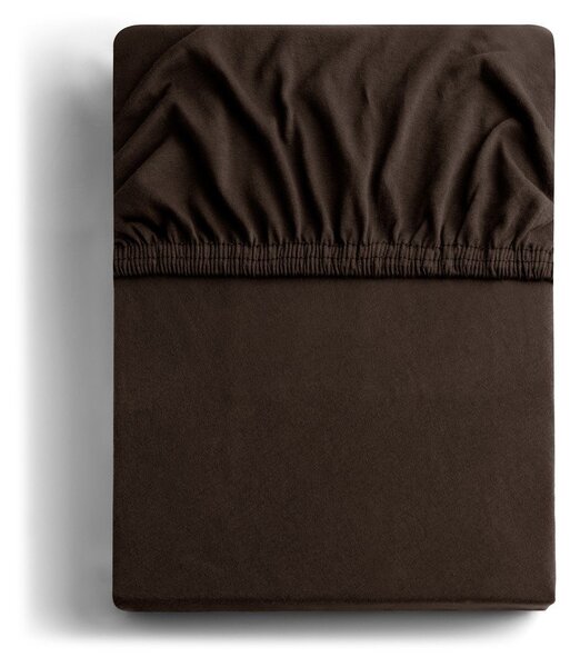 Lenzuolo con angoli marrone scuro in jersey 180x200 cm Amber – Restilo