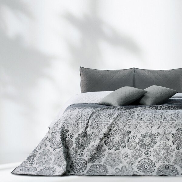 Copriletto bifacciale in microfibra bianco e grigio, 260 x 240 cm Alhambra - DecoKing
