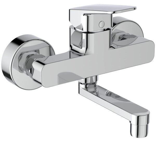 Miscelatore monocomando da parete per lavabo, attacco 148 mm, rubinetto per bagno a risparmio idrico, portata 12 l/min (a 3 bar)