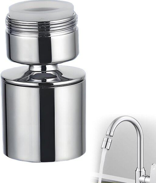 Rubinetto girevole a doppia funzione, con rotazione a 360°, ideale per rubinetti da cucina e da bagno