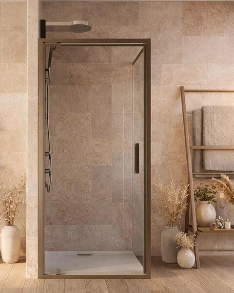 Box doccia 80x70 a battente Marsiglia reversibile trasparente H 195 cromo