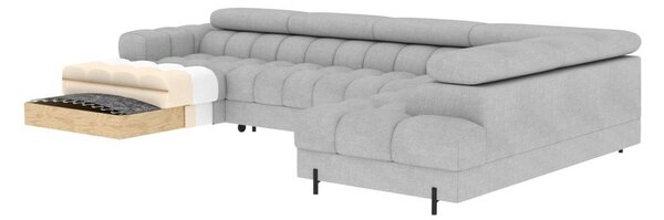 Divano angolare grigio scuro allungabile (con penisola a destra/a U) con rivestimento in bouclé Feraria – ELTAP
