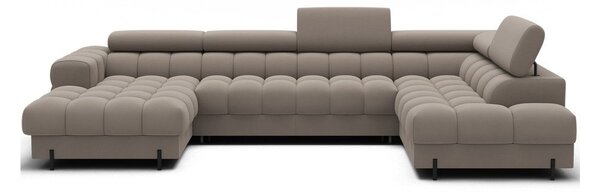 Divano angolare marrone chiaro allungabile (con penisola a destra/a U) con rivestimento in velluto Feraria – ELTAP