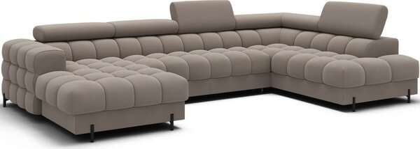 Divano angolare marrone chiaro allungabile (con penisola a destra/a U) con rivestimento in velluto Feraria – ELTAP