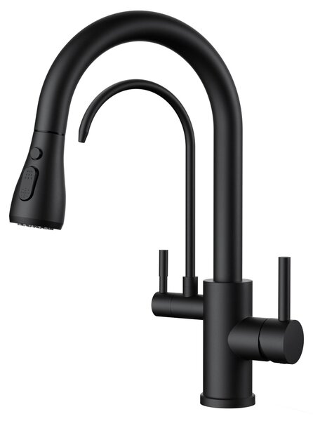Rubinetto da cucina, miscelatore a tre vie, rubinetto girevole a 360° con filtro dell'acqua