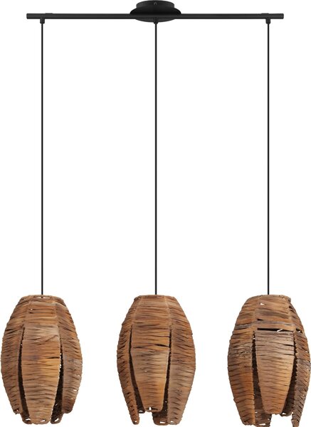 Lampada a sospensione EGLO Mongu, con 3 luci, stile vintage, africano, bohémien. Lampada a sospensione in rattan e acciaio, ideale per la sala da pranzo o il soggiorno, attacco E27