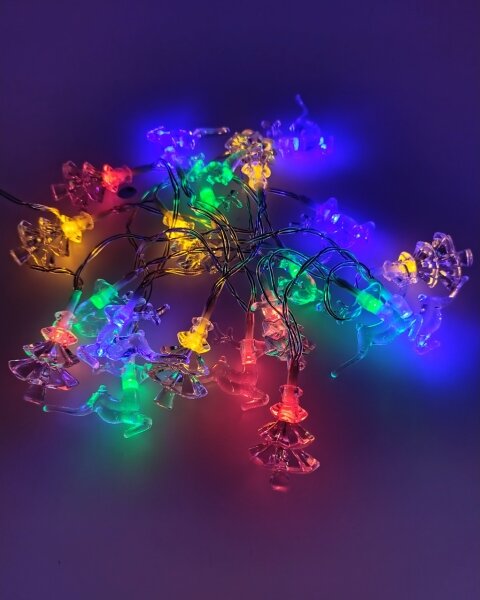 Catena luminosa da esterno a LED 20xLED/2xAA 2,2 m IP44 multicolore con alberelli e renne