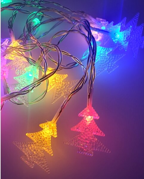 Catena luminosa da esterno LED 20xLED/2xAA 2,2 m IP44 multicolore - mini alberelli