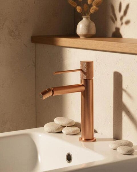 Rubinetto bidet senza scarico in ottone oro rosa spazzolato Melin
