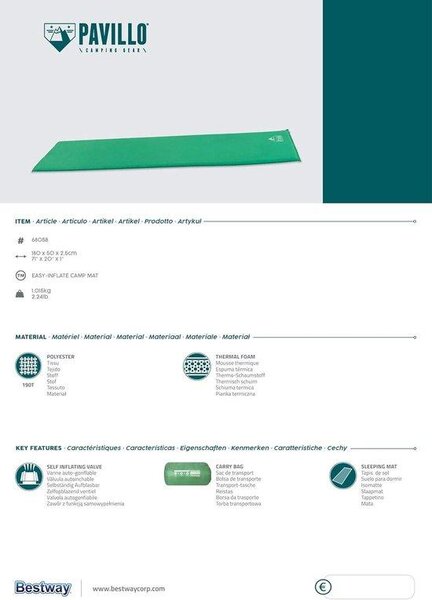 Materasso gonfiabile Bestway Easy 180 x 50 x 25 cm - Verde - Materasso singolo