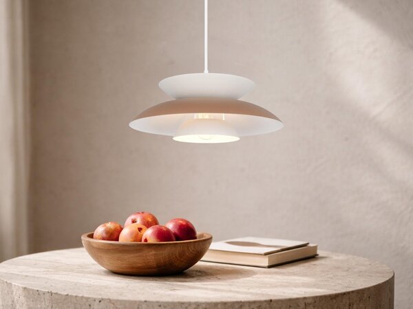 Lampada a sospensione LED, stile scandinavo, con paralume in metallo, colore grigio-marrone, ideale per tavoli da pranzo, diametro 40 cm