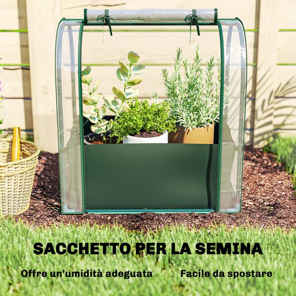 Outsunny Mini Serra con Borsa per Coltivazione e Porta Avvolgibile, 68x50x70 cm, Verde Scuro | Aosom Italy