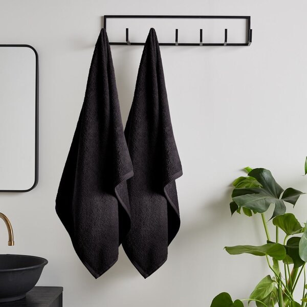 Set di asciugamani con asciugatura rapida e tipo terry neri in cotone 2 pz 90x140 cm Quick Dry – Catherine Lansfield