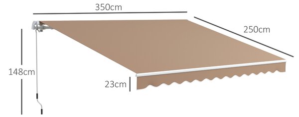 Outsunny Tenda da Sole per Esterno Avvolgibile a Bracci con Apertura a Manovella, 350x250 cm, Marrone | Aosom Italy