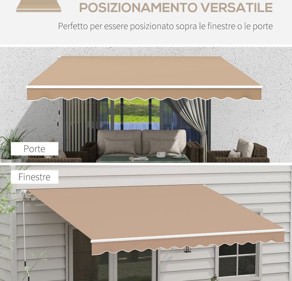 Outsunny Tenda da Sole per Esterno Avvolgibile a Bracci con Apertura a Manovella, 350x250 cm, Marrone | Aosom Italy