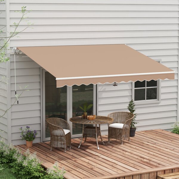 Outsunny Tenda da Sole per Esterno Avvolgibile a Bracci con Apertura a Manovella, 350x250 cm, Marrone | Aosom Italy