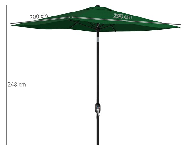 Outsunny Ombrellone da Giardino Rettangolare 2x3 m Inclinabile con Apertura a Manovella, Verde | Aosom Italy