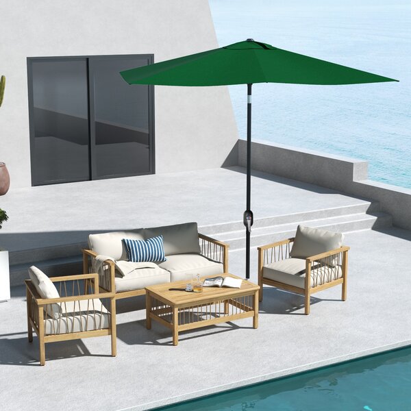 Outsunny Ombrellone da Giardino Rettangolare 2x3 m Inclinabile con Apertura a Manovella, Verde | Aosom Italy