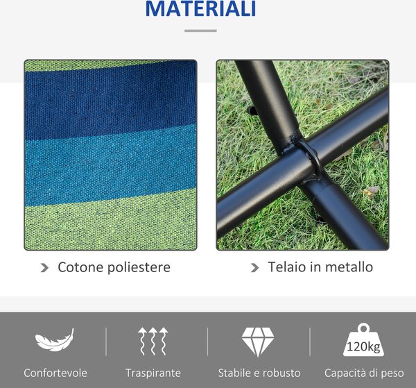 Outsunny Amaca Autoportante con Supporto, Altezza Regolabile e Borsa di Trasporto, 298x117x105 cm, Verde | Aosom Italy