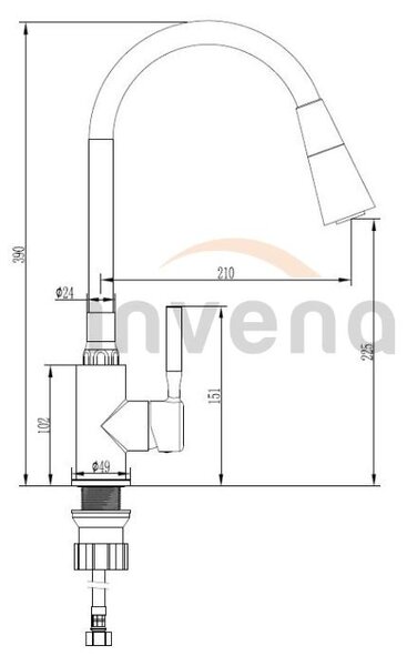 Invena HULA PLUS BZ-85-P05-L Miscelatore per lavello, grigio