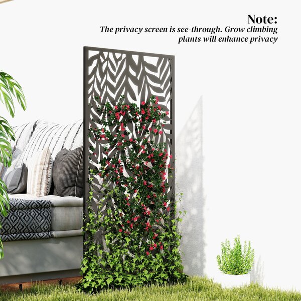 Outsunny Divisorio 65 x 130 cm Autoportante/Appeso Paravento, Parete divisoria schermante in metallo Nero | Aosom Italy
