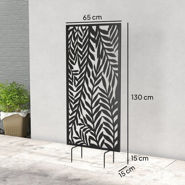 Outsunny Divisorio 65 x 130 cm Autoportante/Appeso Paravento, Parete divisoria schermante in metallo Nero | Aosom Italy