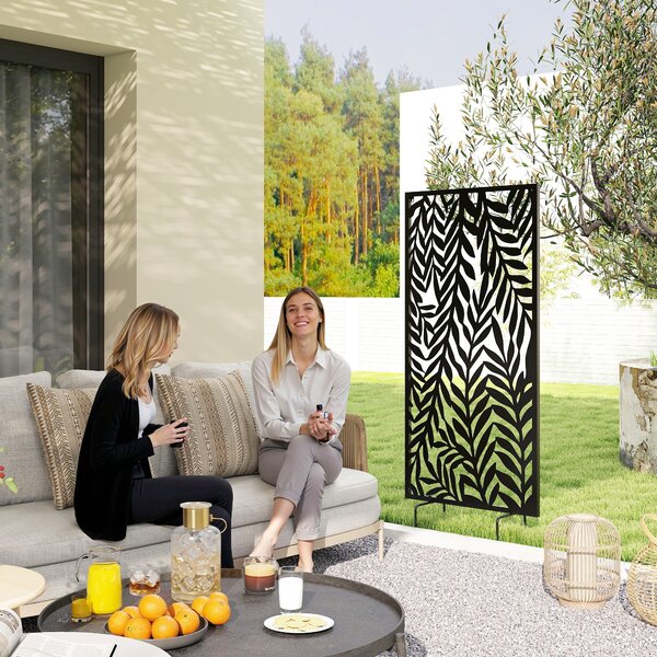 Outsunny Divisorio 65 x 130 cm Autoportante/Appeso Paravento, Parete divisoria schermante in metallo Nero | Aosom Italy