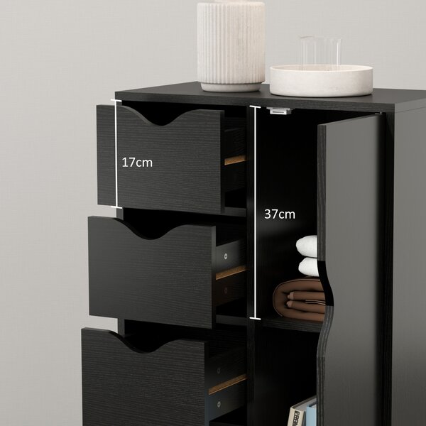 HOMCOM Mobile portaoggetti buffet cassettiera 1 armadio e 4 cassetti, in legno, per soggiorno, cucina, ingresso, sala da pranzo, nero