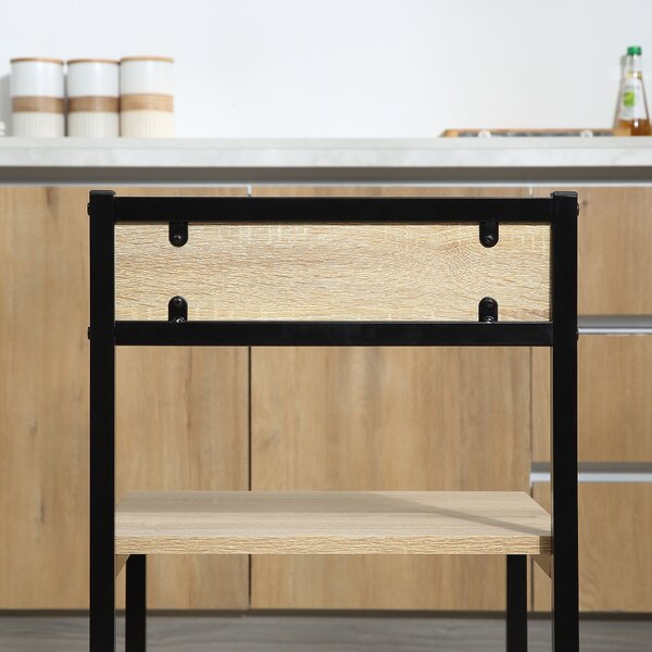 HOMCOM Set Tavolo e sedie da Sala da pranzo Set da 1 Tavolo + 2 sedie incastonabili per Cucina - metallo Nero Effetto quercia Chiara