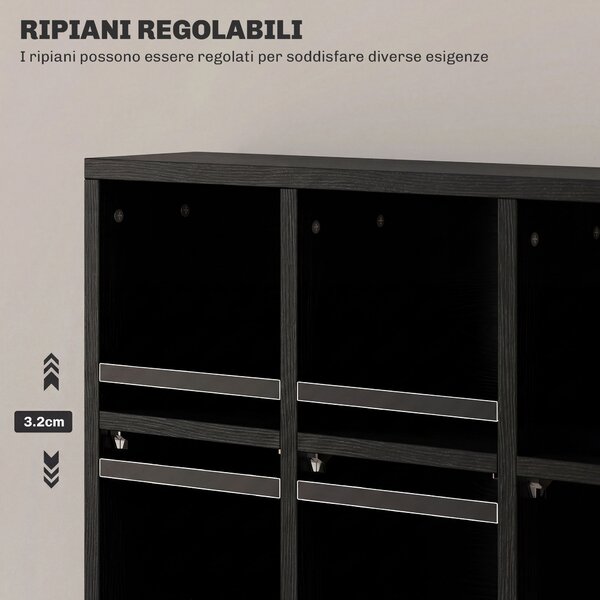 HOMCOM Mobile Porta CD con Ripiani Regolabili per 456 CD o 336 DVD, 24 Scomparti, 89x20x130.5 cm, Nero | Aosom Italy