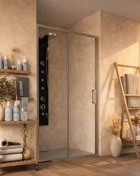 Box doccia 120 cm nicchia Marsiglia scorrevole reversibile H 195 cromo