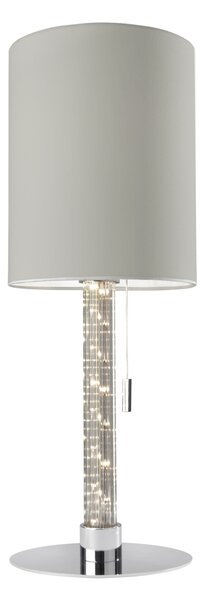 Lampada da tavolo Sompex "Single" rotonda con colonna luminosa a LED, tessuto color grigio chiaro – moderna ed elegante