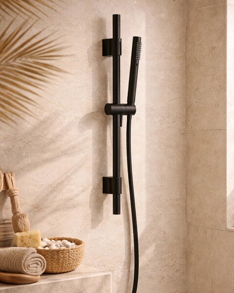 Asta doccia 69 cm Smart tonda con saliscendi in ottone nero opaco