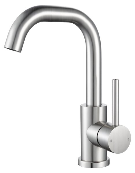 Rubinetto da bagno in acciaio inossidabile spazzolato, miscelatore per lavabo girevole a 360°