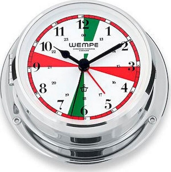 Wempe - CW090001 - Orologio da barca - 110mm - ottone cromato - con allarme e settori radio - SKIFF