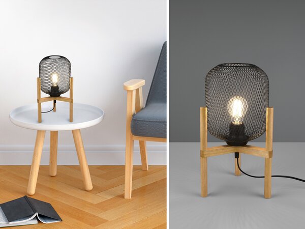 Lampada da tavolo CALIMERO nera-legno chiaro 1xE27x40W metallo dim.: 37x22x22 cm IP20 RL