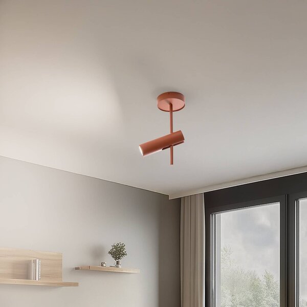Faretto da soffitto Leda 1, rosso mattone, a 1 luce, altezza 34 cm SIGMA, dimmerabile, Rosso, Soggiorno / Sala da pranzo, Metallo, Moderno, Faretto