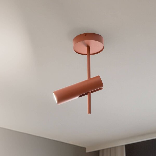 Faretto da soffitto Leda 1, rosso mattone, a 1 luce, altezza 34 cm SIGMA, dimmerabile, Rosso, Soggiorno / Sala da pranzo, Metallo, Moderno, Faretto